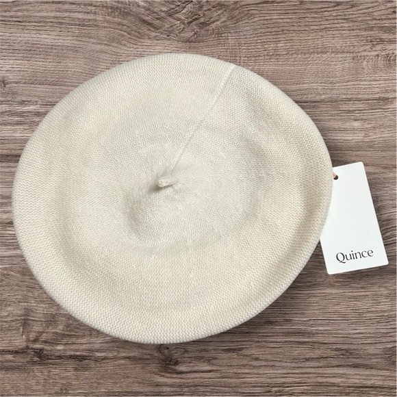 NWT Quince Mongolian Cashmere Beret Ivory One Size Hat - Picture 2 of 5